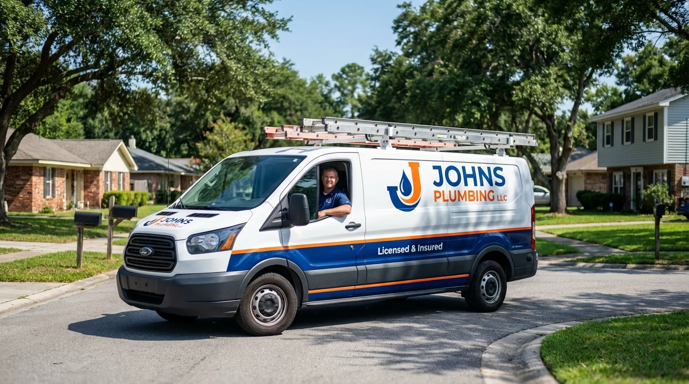 Johns Plumbing LLC service van in Laurinburg, NC