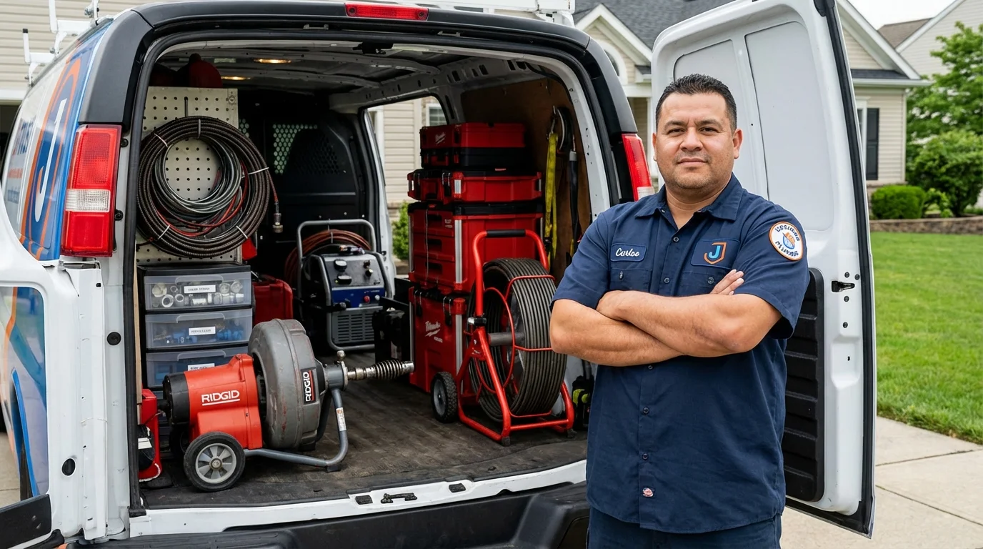 Professional drain cleaning equipment and Johns Plumbing LLC plumber in Laurinburg