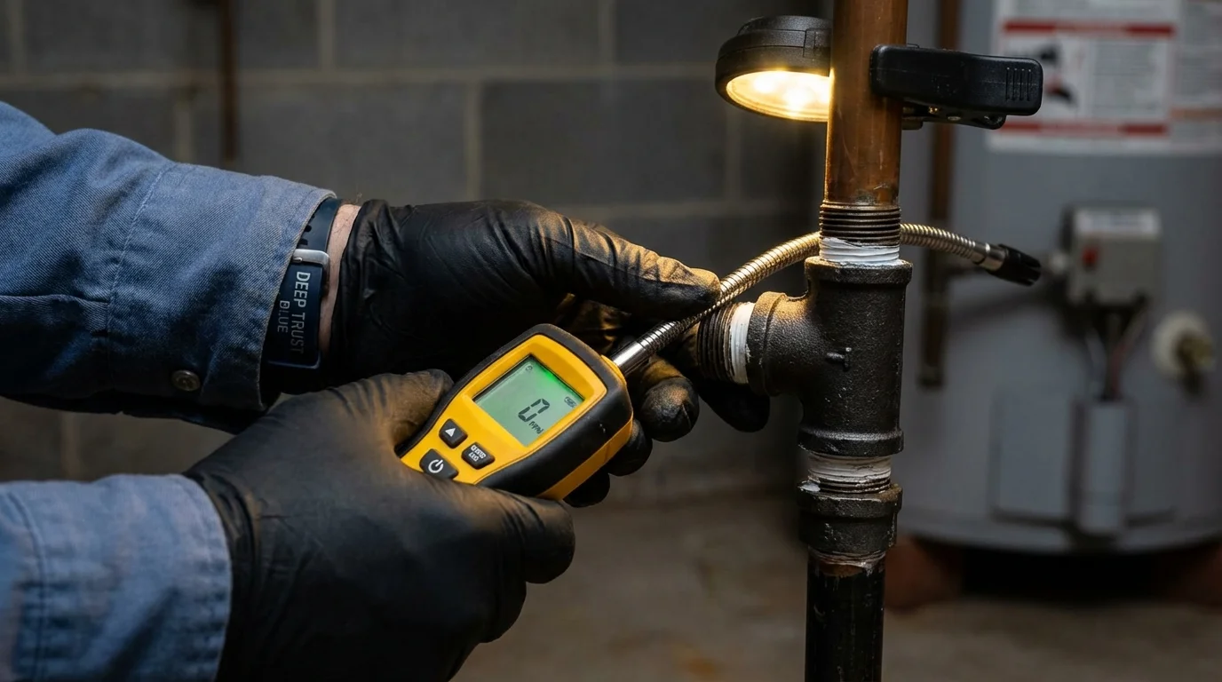 Gas leak detection with electronic sniffer by Johns Plumbing LLC in Laurinburg