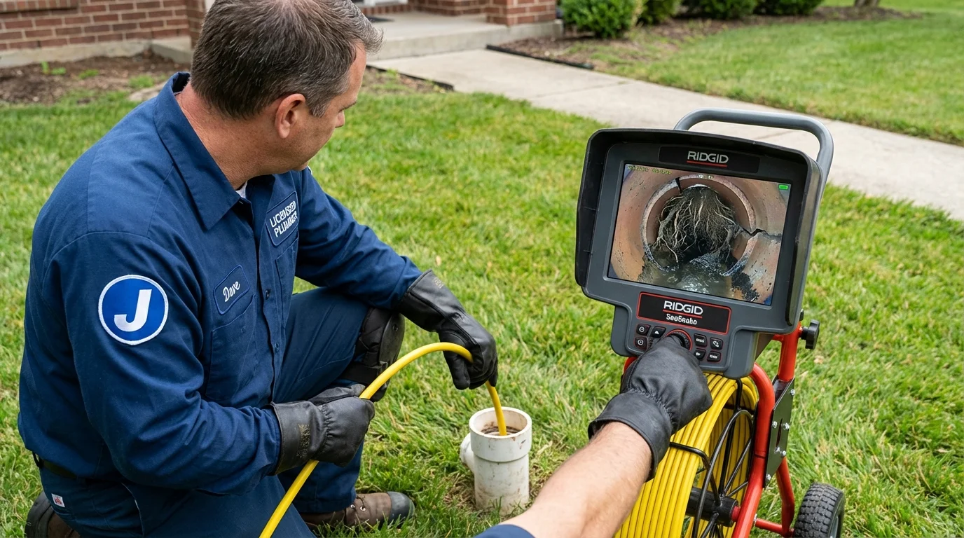 Sewer camera inspection being performed by Johns Plumbing LLC in Laurinburg