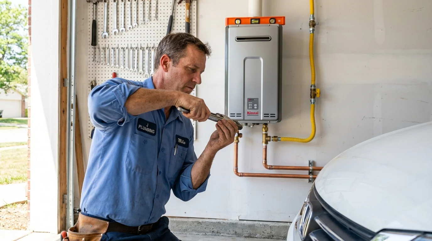 Tankless water heater installation by a Johns Plumbing LLC plumber in Laurinburg